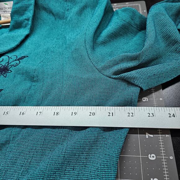 Vintage Miss Dorby Blouse Womens Sz 16P Blue Floral Glam 90s Preppy Academia - Picture 7 of 8